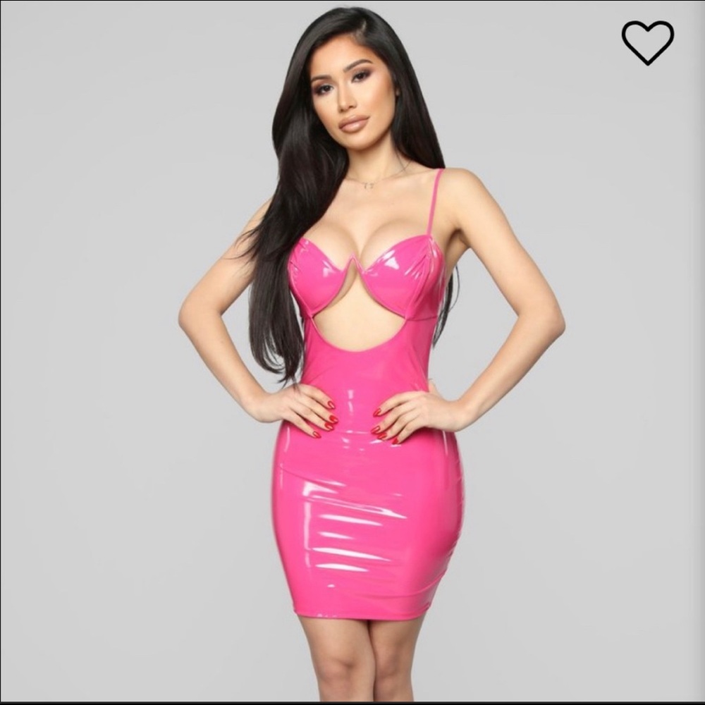 Pink, latex dress